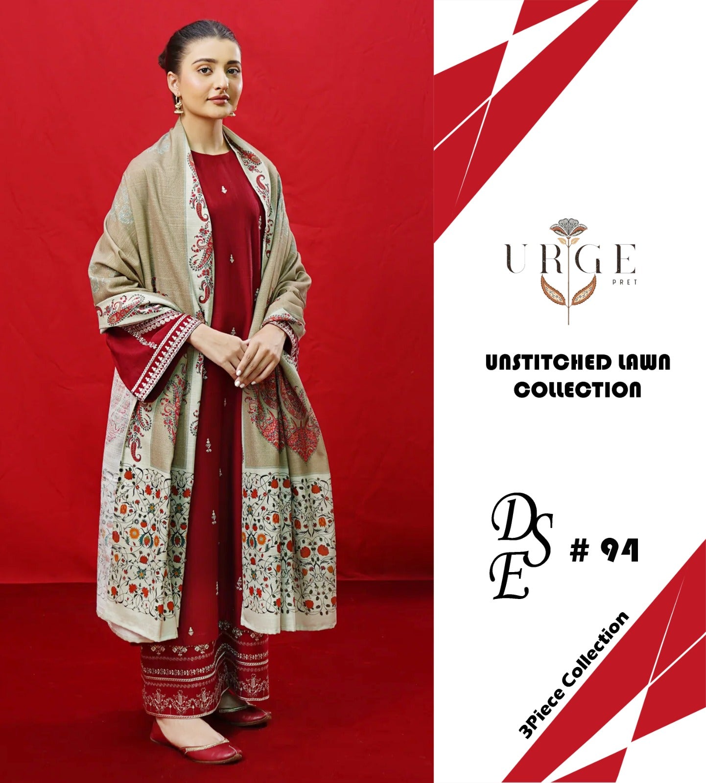 URGE Summer Lawn Embroided Ladies (3 Piece) Suit 2025