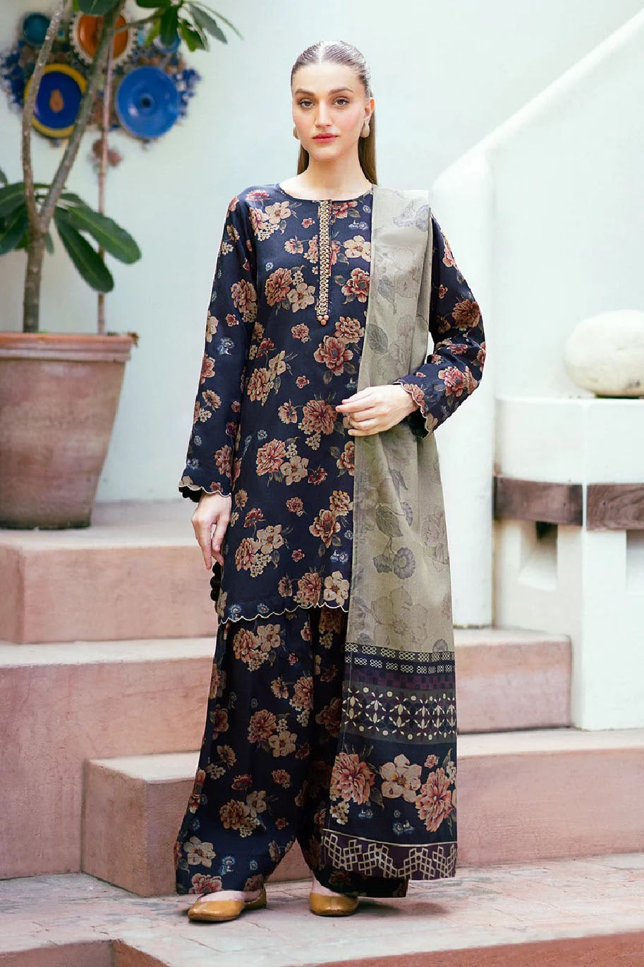 BAROQUE Summer Printed Lawn Unstitched Ladies (3 Piece) Suit 2025