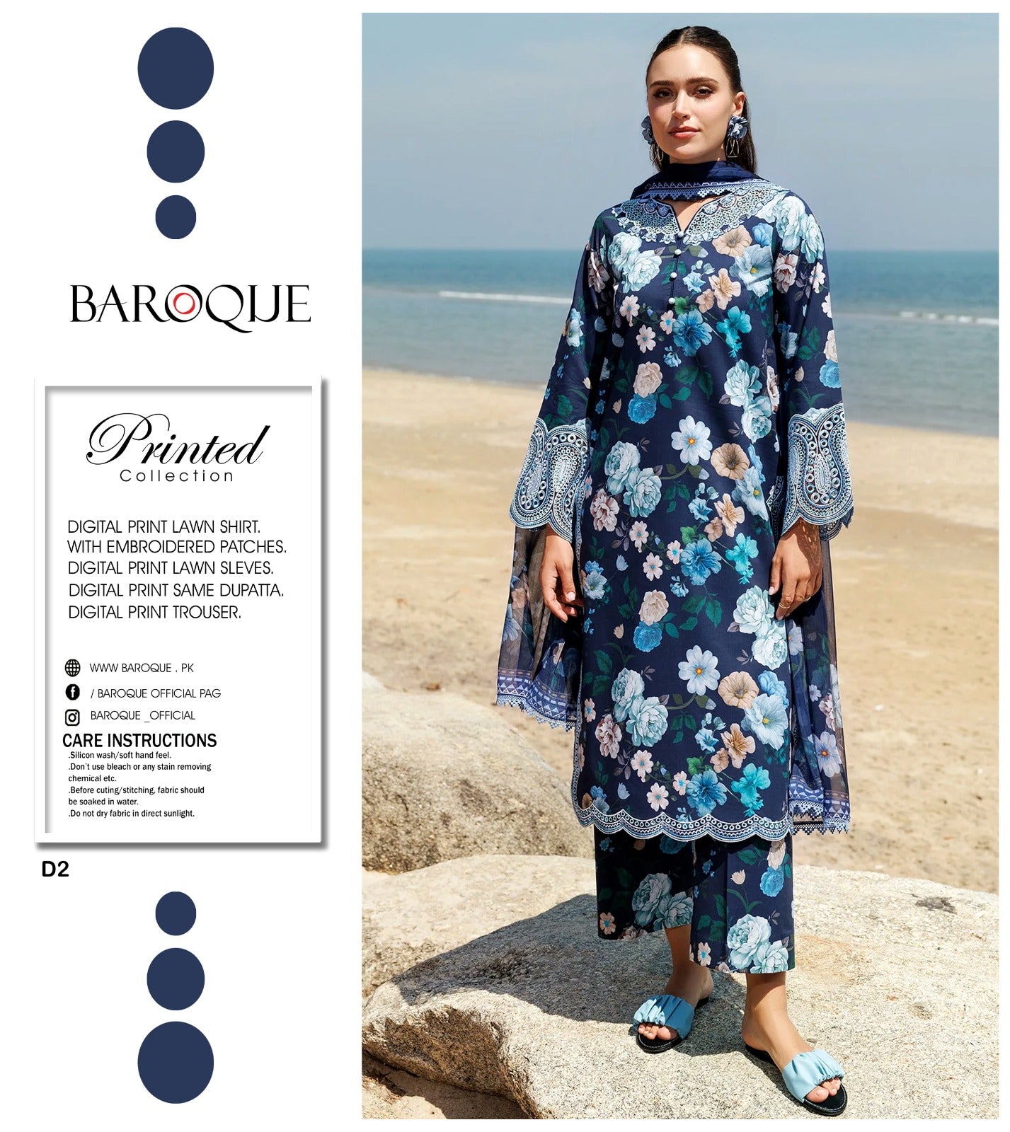 BAROQUE Summer Printed Lawn Unstitched Ladies (3 Piece) Suit 2025