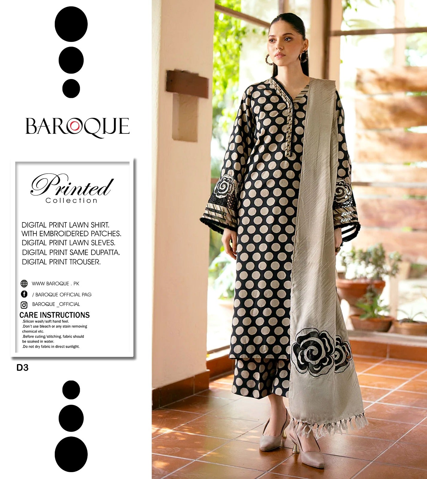 BAROQUE Summer Printed Lawn Unstitched Ladies (3 Piece) Suit 2025