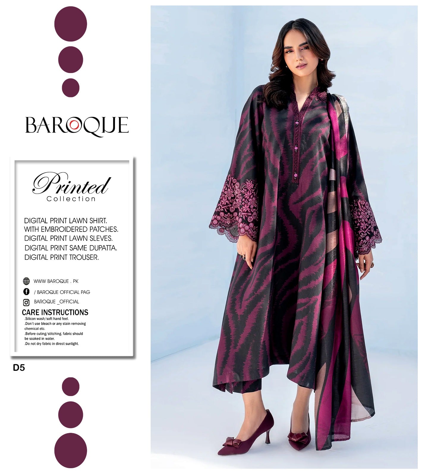 BAROQUE Summer Printed Lawn Unstitched Ladies (3 Piece) Suit 2025