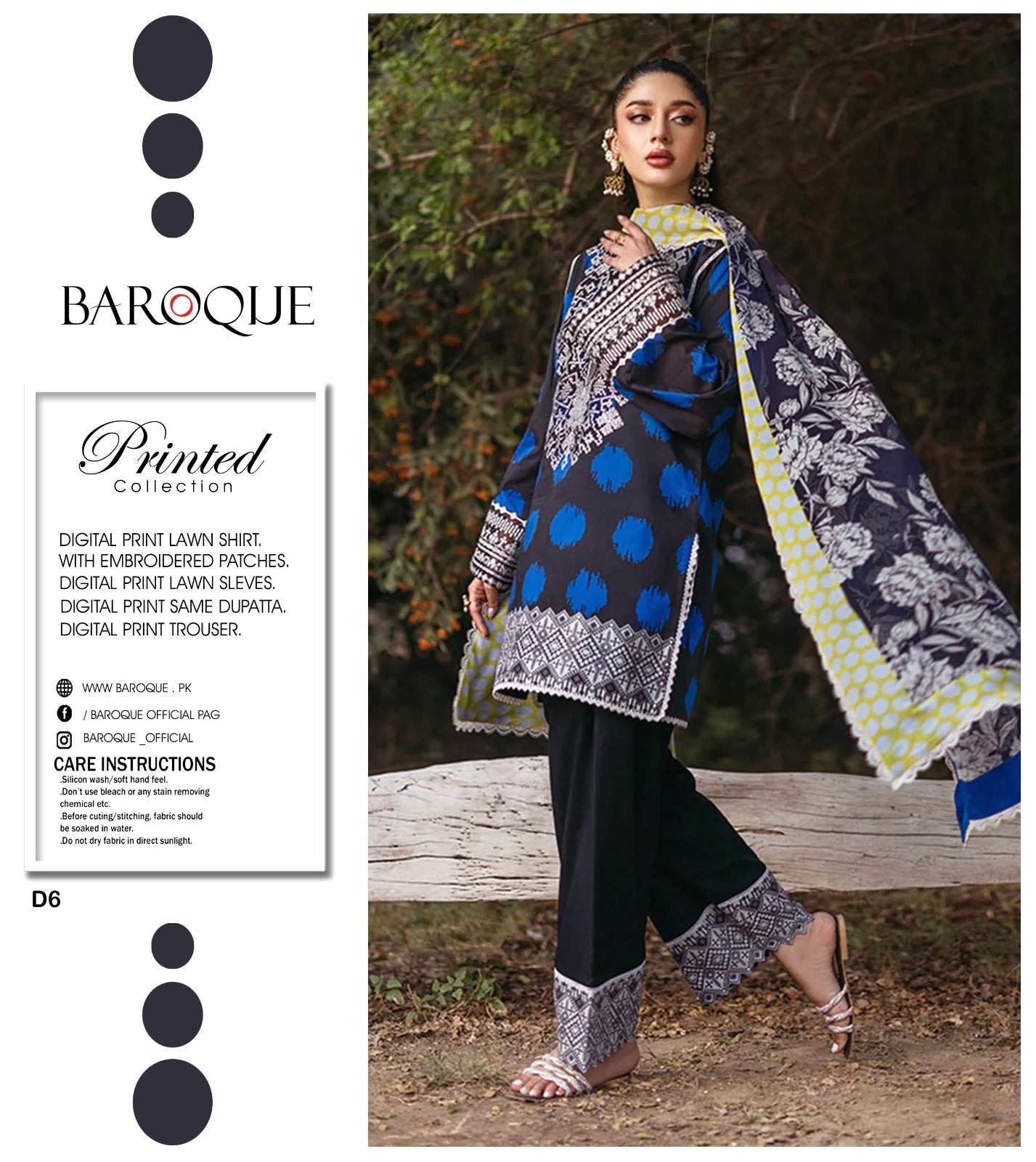 BAROQUE Summer Printed Lawn Unstitched Ladies (3 Piece) Suit 2025