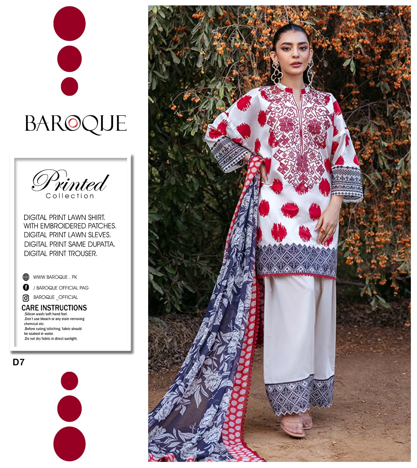 BAROQUE Summer Printed Lawn Unstitched Ladies (3 Piece) Suit 2025